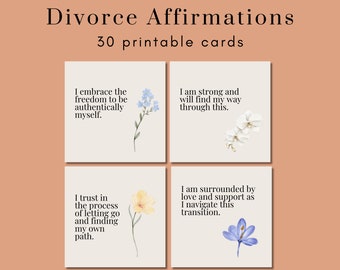 Divorce Affirmation Cards: 30 Printable Positive Affirmations (Digital Download)