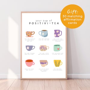 Positivi-Tea Poster | Printable Wall Art | Positivi-Tea Art | Affirmation Poster | Positive Self Talk | Self Care | Positiveness Gift