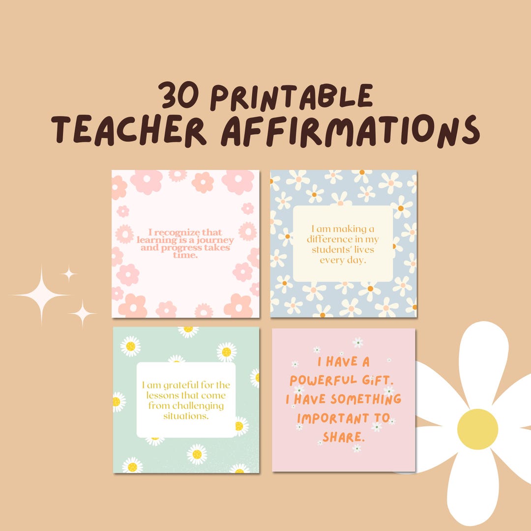 Teacher Affirmation Cards: Printable Positive Affirmations (digital ...