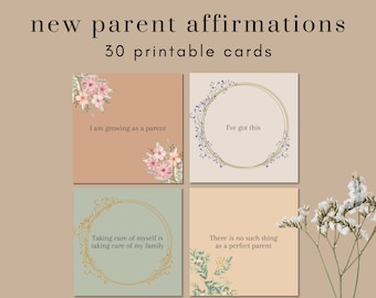 New Parent Affirmation Cards | 30 Printable Positive Affirmations | New Mom Affirmations | Postpartum Positivity | Motherhood | Baby Gift