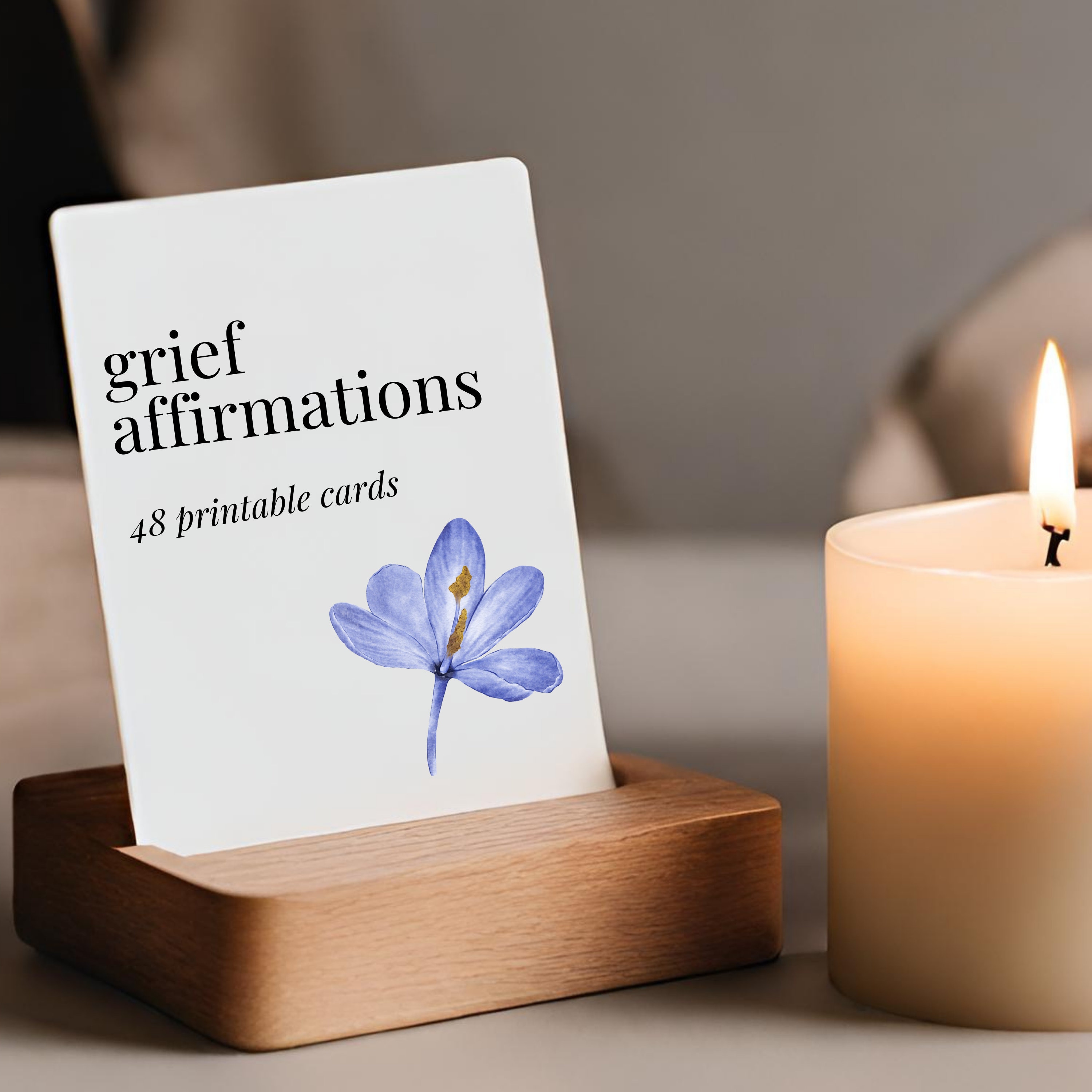 Grieving Card Notes Grief Affirmation Cards: 48 Printable Floral Bereavement Cards (digital ...