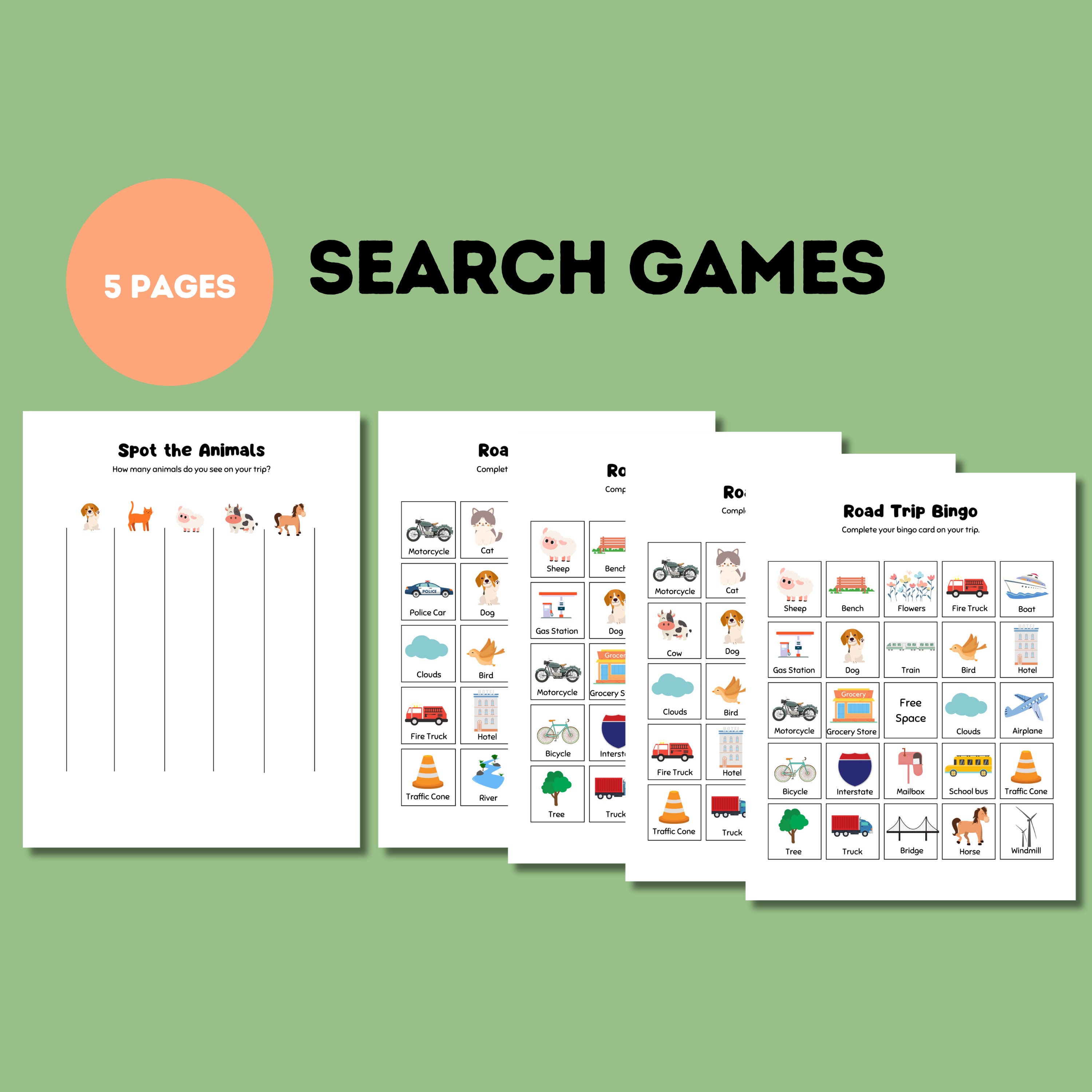 Kids Travel Games Printable Kids Travel Activity Kids Activity Pack ...
