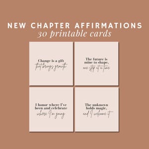 Cartes d'affirmation pour un nouveau chapitre | Un nouveau départ | Cadeau nouveau chapitre | 30 affirmations imprimables | Nouveau chapitre Nouvelles chances | Jeu d'affirmations
