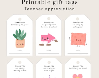 Teacher Appreciation Gift Tags: Printable Thank You Notes (Digital Download)