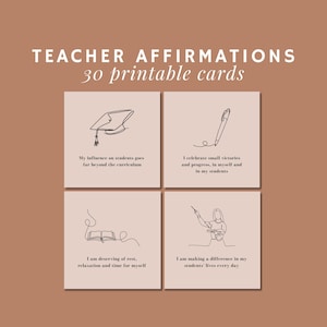 Cartes d'affirmation Enseignant | Cartes d'affirmation imprimables | Cadeaux pour nouveaux enseignants | Cadeau de remerciement pour enseignant | Cadeau de rentrée scolaire | Cadeau professeur