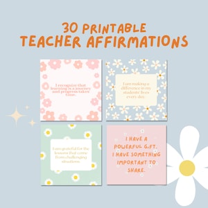 Tarjetas de Afirmación para Maestros / Tarjetas de Afirmación Imprimibles / Regalos para Maestros Nuevos / Regalo de Agradecimiento al Maestro / Regalo de Regreso a Clases / Regalo para Maestros