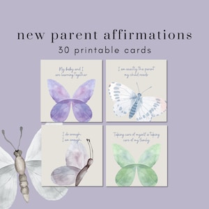 Neue Eltern Affirmationskarten | 30 druckbare positive Affirmationen | Neue Mama Affirmationen | Postpartale Positivität | Mutterschaft | Baby Geschenk