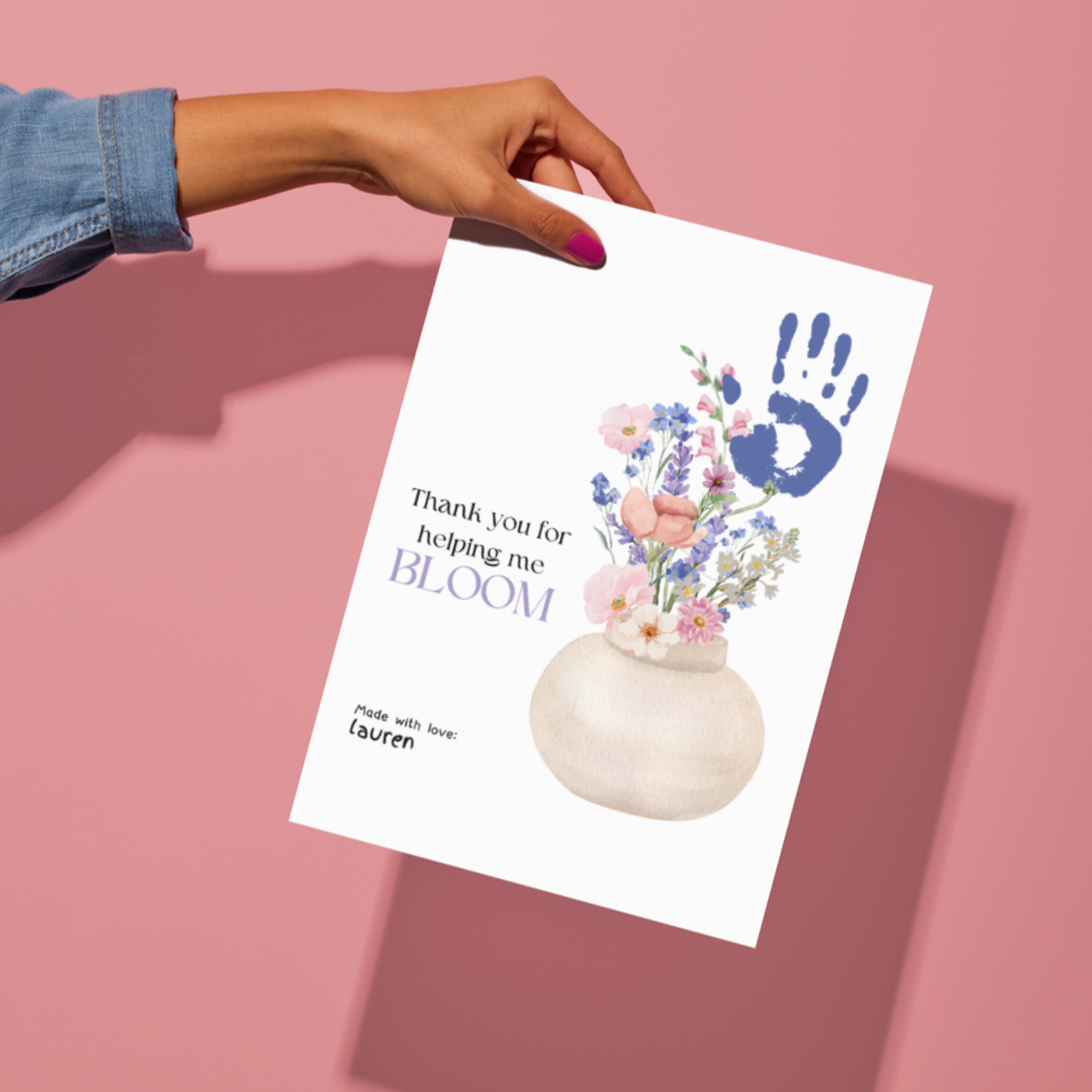 Teacher Appreciation Handprint Art: Floral Thank You Gift (digital ...