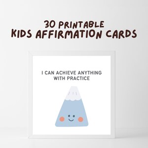 Kids Positive Affirmation Cards | Set of 30 Printable Children Affirmation Cards | Encouragement Cards for Kids | Calming Corner | Digital