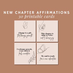 Cartes d'affirmation pour un nouveau chapitre | Un nouveau départ | Cadeau nouveau chapitre | 30 affirmations imprimables | Nouveau chapitre Nouvelles chances | Jeu d'affirmations