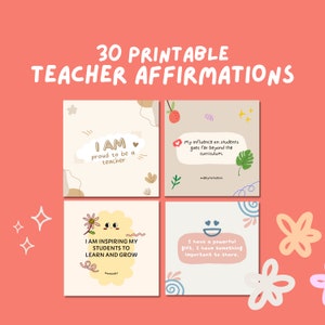 Lehrer Affirmationskarten | Affirmations Karten | Neue Lehrer Geschenke | Geschenk für Lehrer | Herunterladbare positive Affirmationen