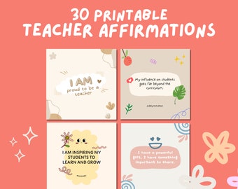 Cartes de vœux pour les enseignants | Cartes d'affirmation imprimables | Cadeaux pour nouveaux enseignants | Cadeau de remerciement pour enseignant | Affirmations positives téléchargeables