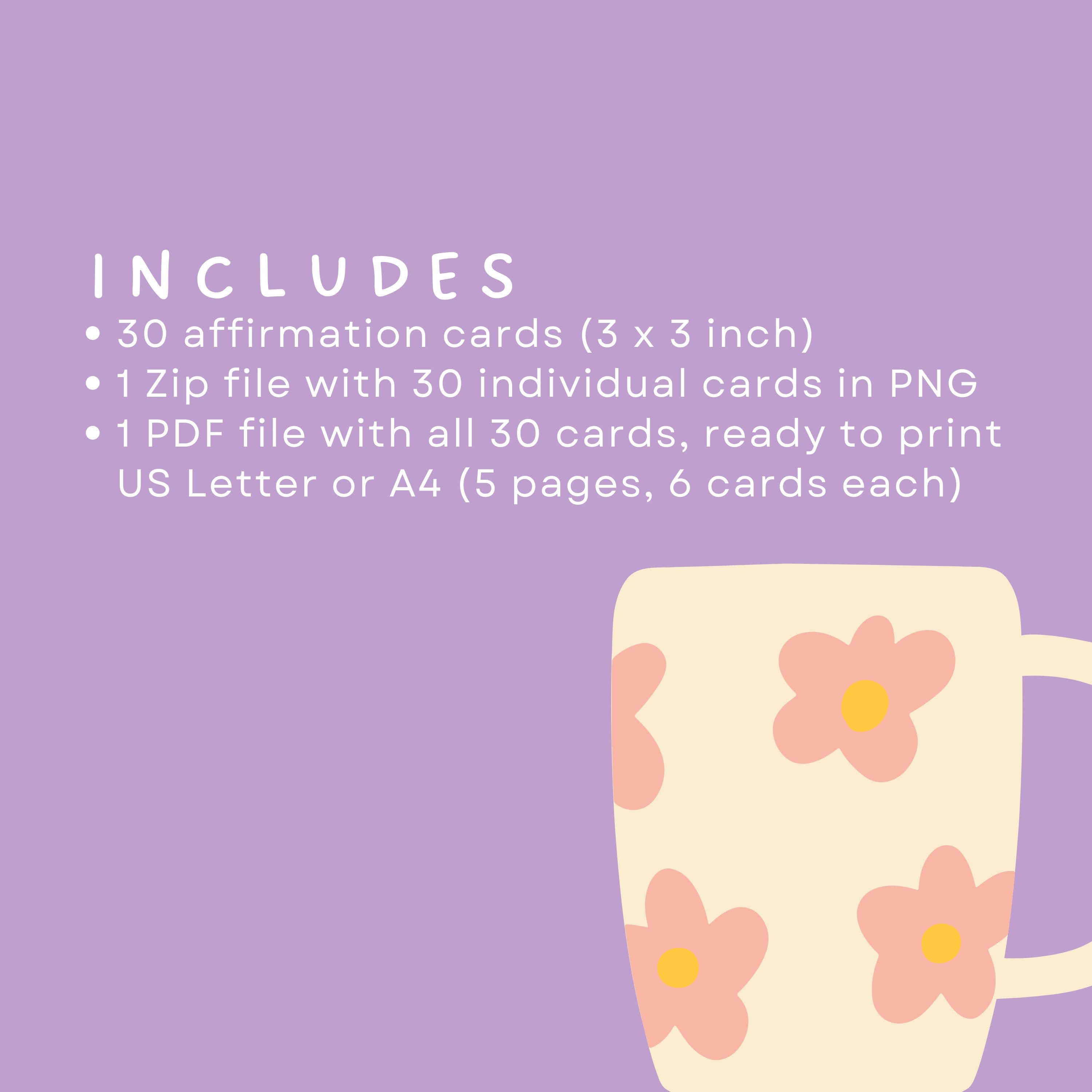 Positivi-tea Affirmation Cards: 30 Printable Daily Quotes (digital ...
