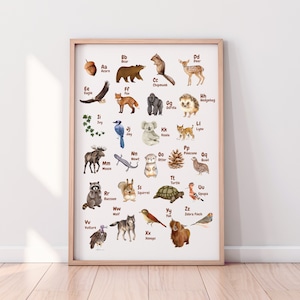 Woodland Animals Alphabet Poster: Nursery ABC Print (Digital Download)