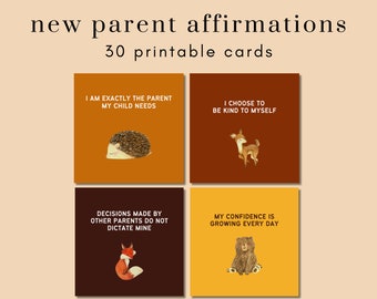 New Parent Affirmation Cards | 30 Printable Positive Affirmations | New Mom Affirmations | Autumn Forest | Postpartum Positivity | Baby Gift