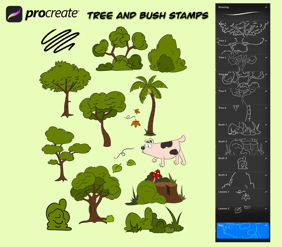 Procreate Tree and Bush Stamps (14 Stamps) for Easy Drawing on Ipad. - Etsy