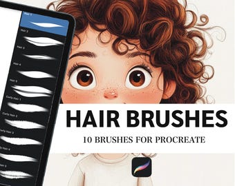 Procreate Hair Brushes, Curly Hair Brush Set (Digital Download)