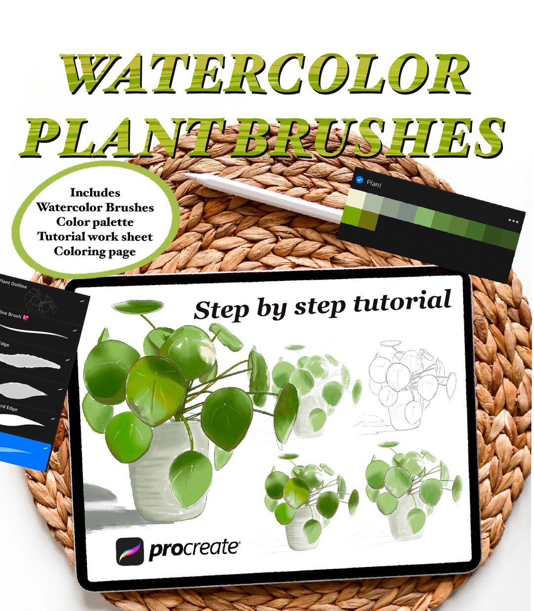Procreate Plant Painting Brushes, Procreate Watercolor Painting