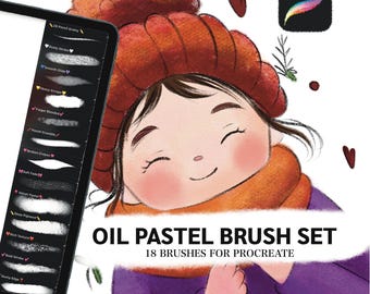 Procreate Oil Pastel Brush Set, Sketch Brushes (Digital Download)