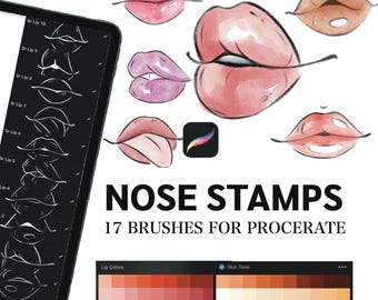 Procreate Lips Stamp Brush Set, Color Palettes (Digital Download)