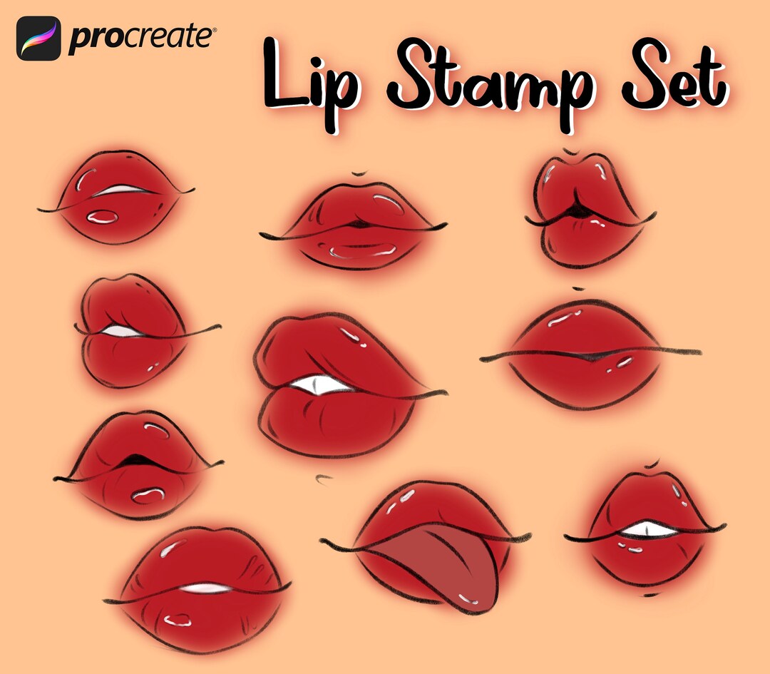 Procreate Lip Stamp Set 10 Stamps and 2 Drawing Brushes Easy Cartoon Style Stamp for Ipad. Etsy