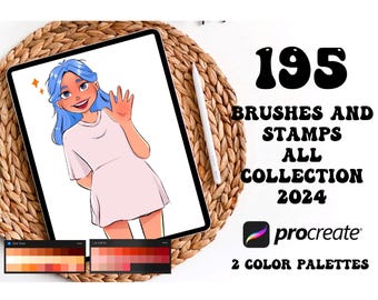 195 Procreate Brushes and Stamps Collection (Digital Download)