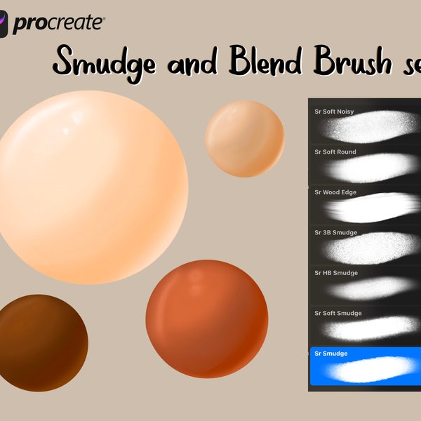 Procreate smudge and blend brushes (7 brushes) for easy blending on iPad.