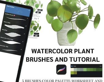 Procreate Watercolor Plant Brushes, Painting Tutorial
