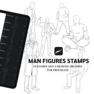 Procreate Man Figures Stamps (10 stamps), Body Poses Stamp Set