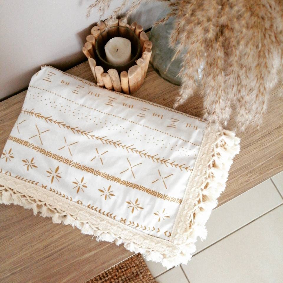 Couverture Franges Bohème Boho Neutre