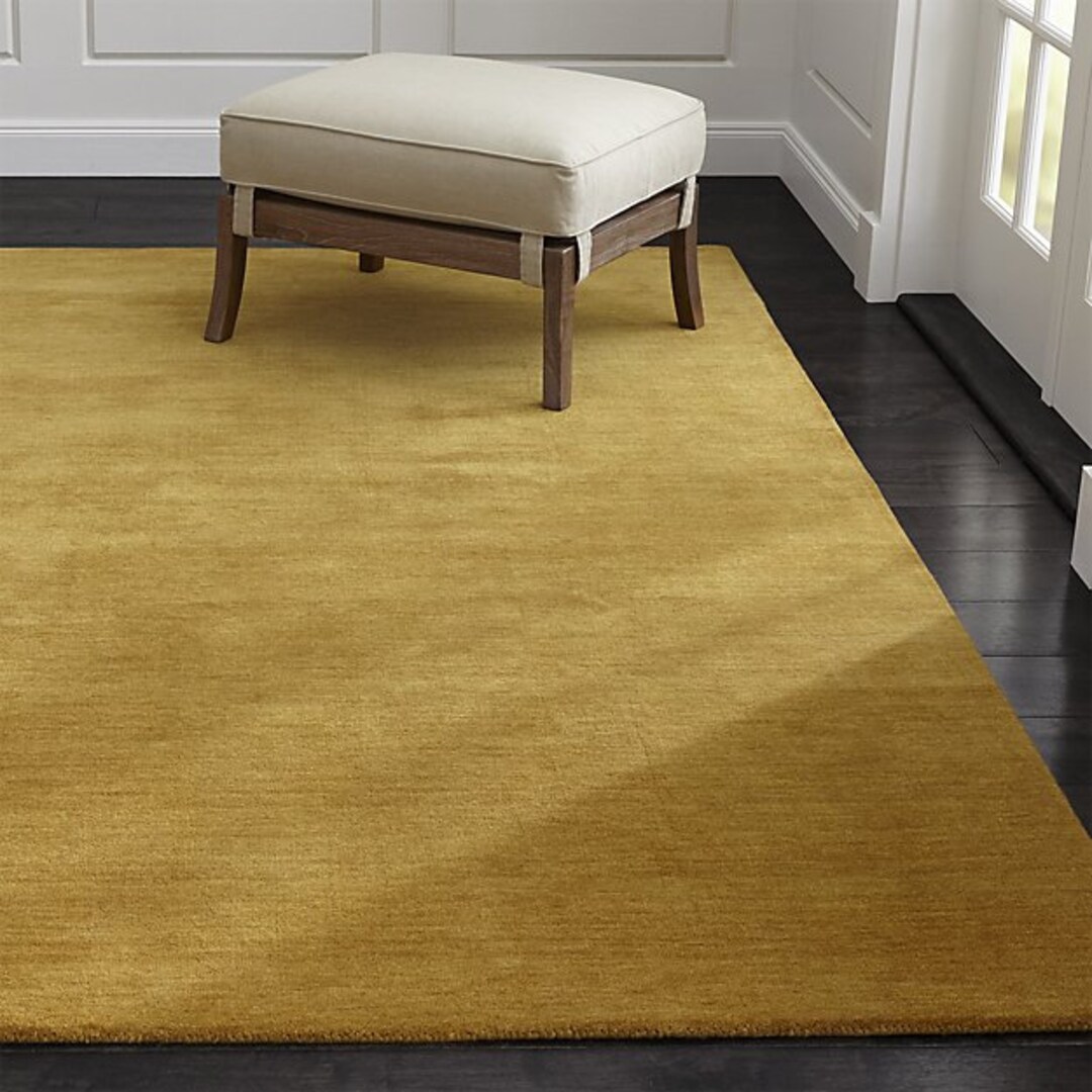 Area Rugs Baxter Gold Hand Tufted Crate & Barrel Woolen Carpet Etsy