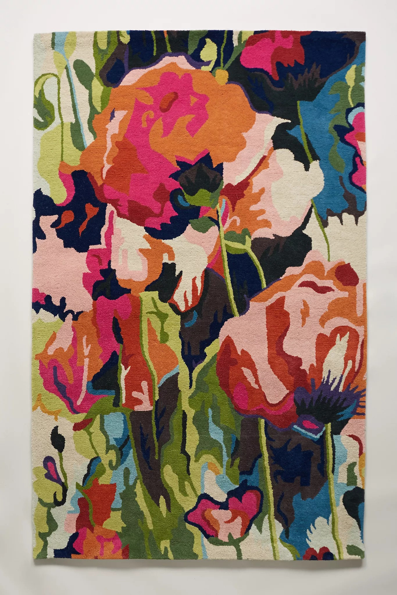 Premium Quality Brilliant Poppies Hand Tufted Anthropologie Wool Rugs For Living Room, Drawing Room, Dinning Room, Any Size Customise Carpet