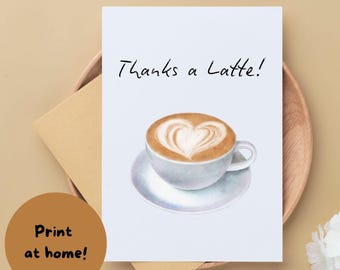 Carte de remerciement pour le café, imprimable Remerciements, carte de jeu de mots, cadeau pour amateur de café, téléchargement numérique, carte de voeux, téléchargement immédiat au format PDF