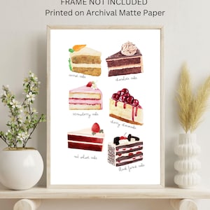 Cake Art Print Watercolor Dessert Wall Art Bakery Kitchen Decor Cake Lover Gift Sweet Treats Illustration A4 Print