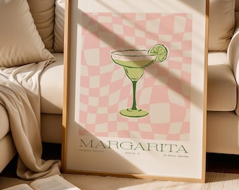 Margarita Cocktail Art Print, Retro Kitchen Bar Decor (Digital Download)