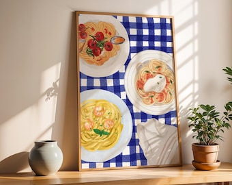 Italian Pasta Watercolor Print | Kitchen Wall Art (Digital Download)