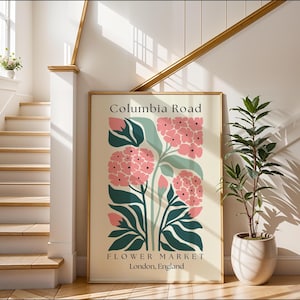 Columbia Road Flower Market Print London Botanical Wall Art Vintage Floral Poster Travel Art UK Home Decor Digital Download Gift for Her