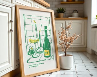 Minimalist Wine Print, Candlelit Bar Art (Digital Download)