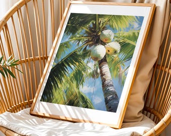 Impresión de palmera tropical, arte mural costero (descarga digital)
