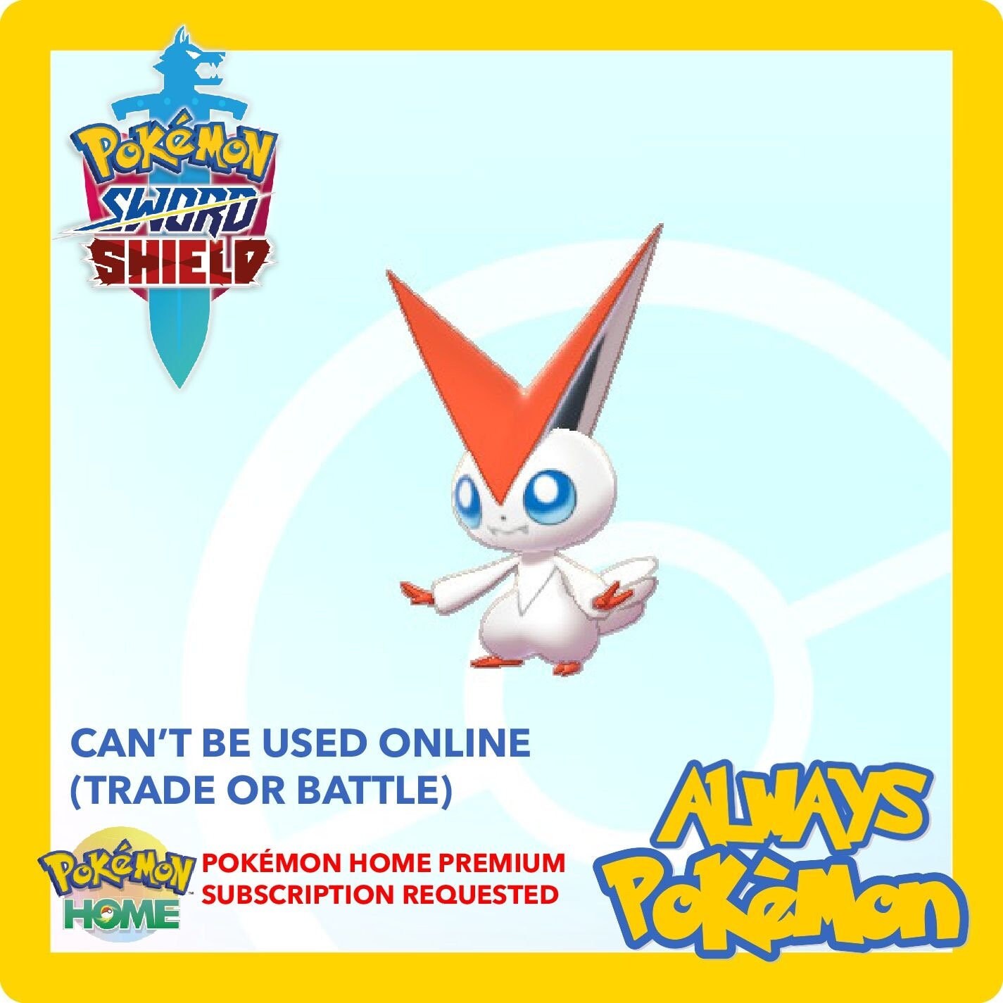 Victini Shiny Locked Compatible With Pokemon Sword And Shield Etsy