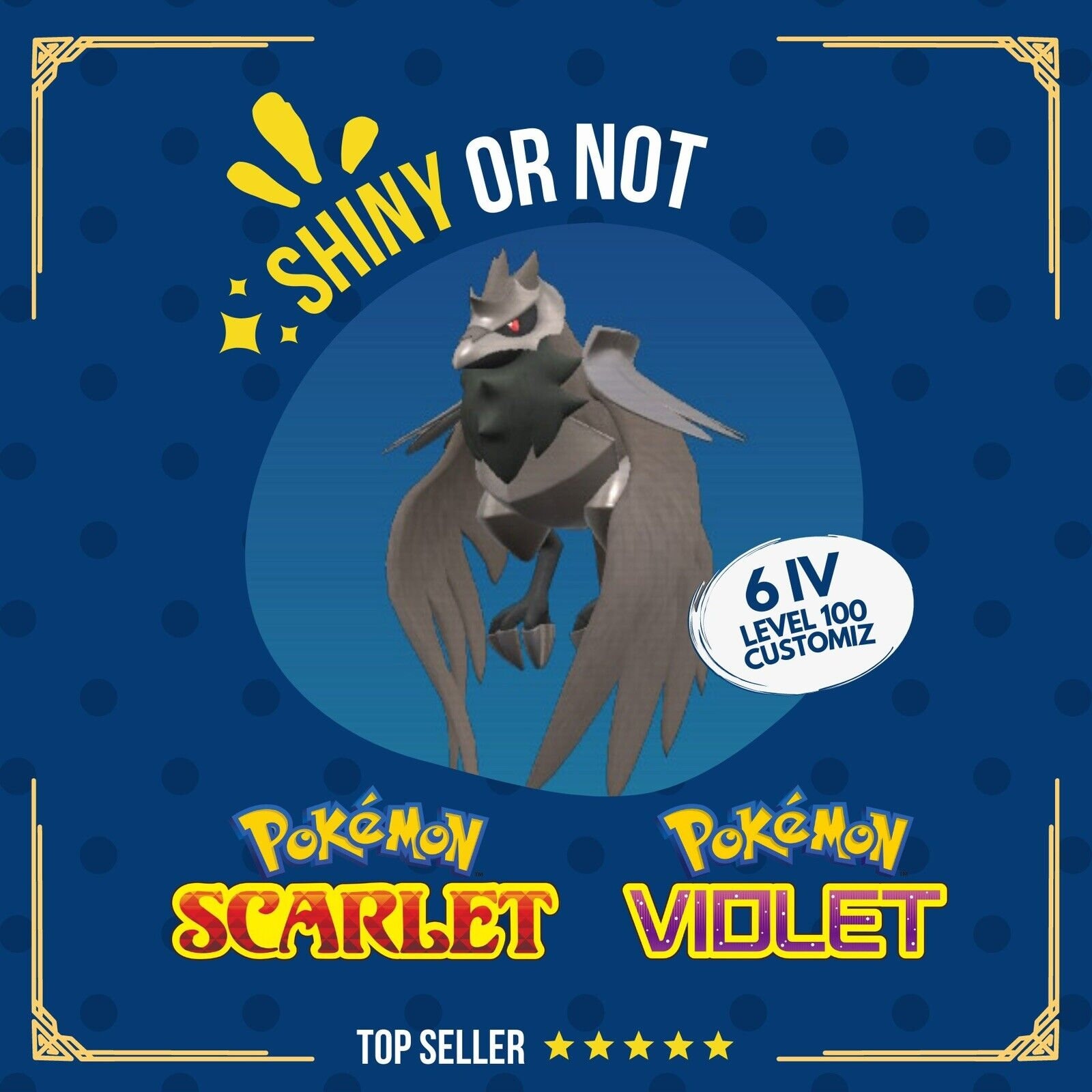 Corviknight Shiny or Non 6 IV Competitive Customizable Pokmon Scarlet  Violet - Etsy