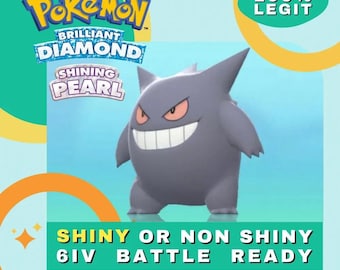Gengar Pokémon cromatico o non cromatico Diamante brillante Perla splendente Pronto alla battaglia 6 IV Competitivo 100% Legittimo Livello 100 Personalizzato OT