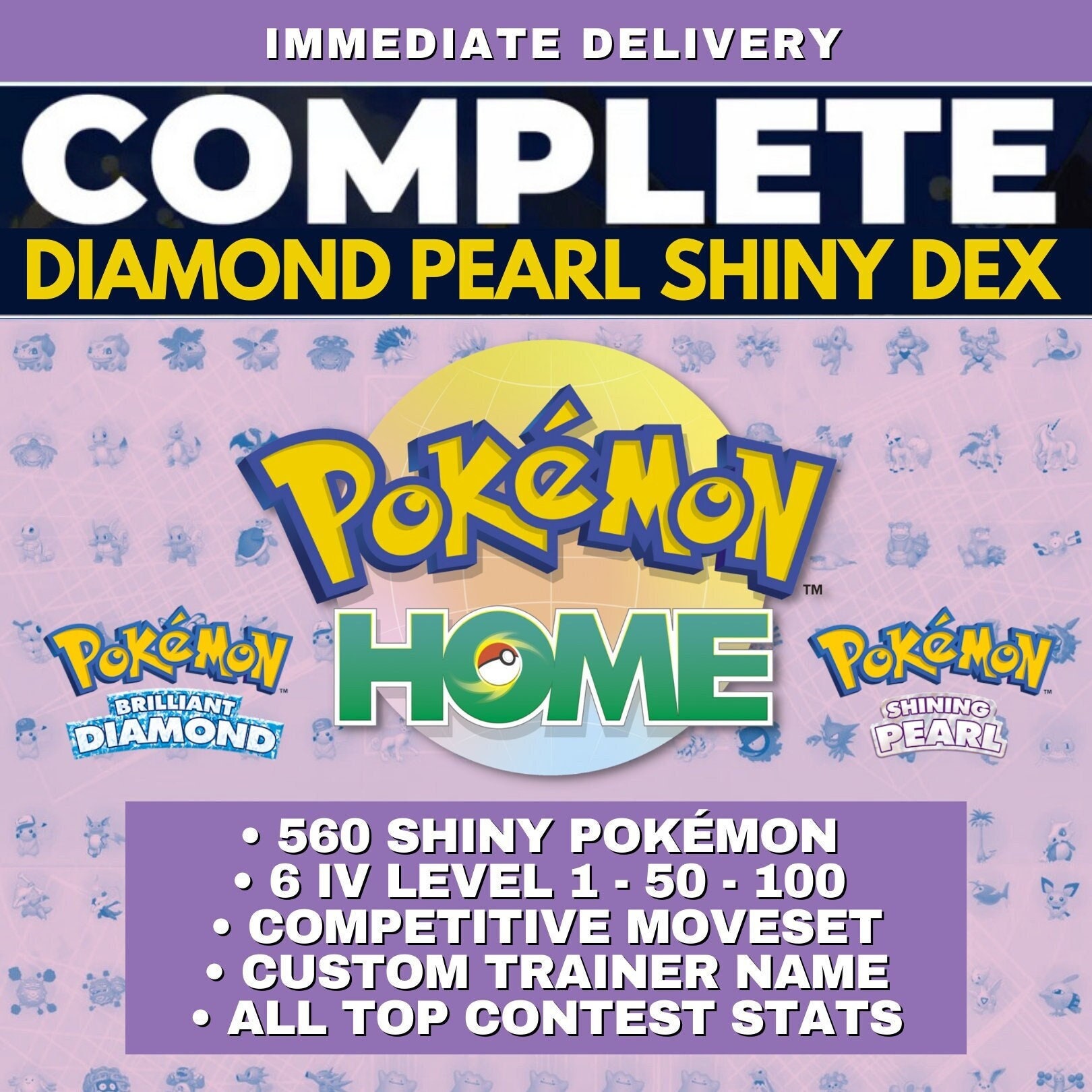 Full Sinnoh Pokedex Shiny 6IV Max Stats Pokemon Brilliant Diamond Shining  Pearl