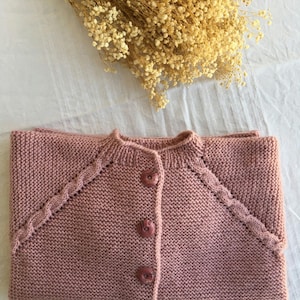 Handknitted Kids Cardigan, Toddler Gift, Baby Gift, Toddler Cardigan, Girl Pink Cardigan, Baby Girl Handknitted Jacket Gift