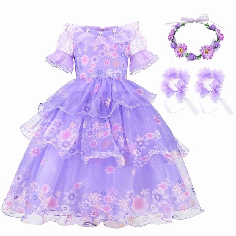 Encanto lsabella Dress Birthday Party Cosplay Costume Dress Up With Bag 