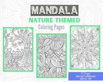 Naturinspirerade mandala-målarbilder