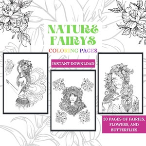 Nature Fairies Printable Coloring Pages
