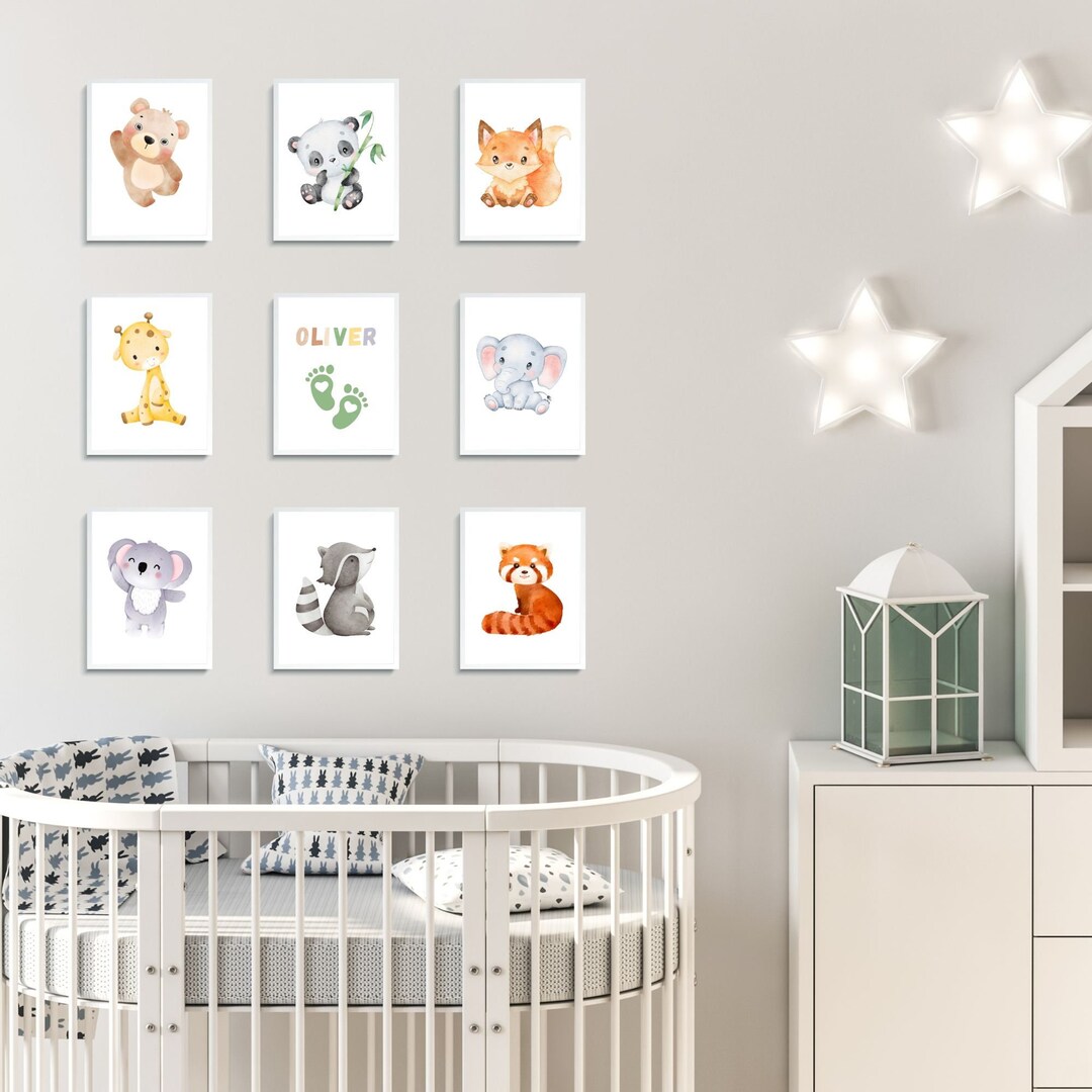 Printable Watercolor Baby Animal Wall Art Decor Customizable - Etsy