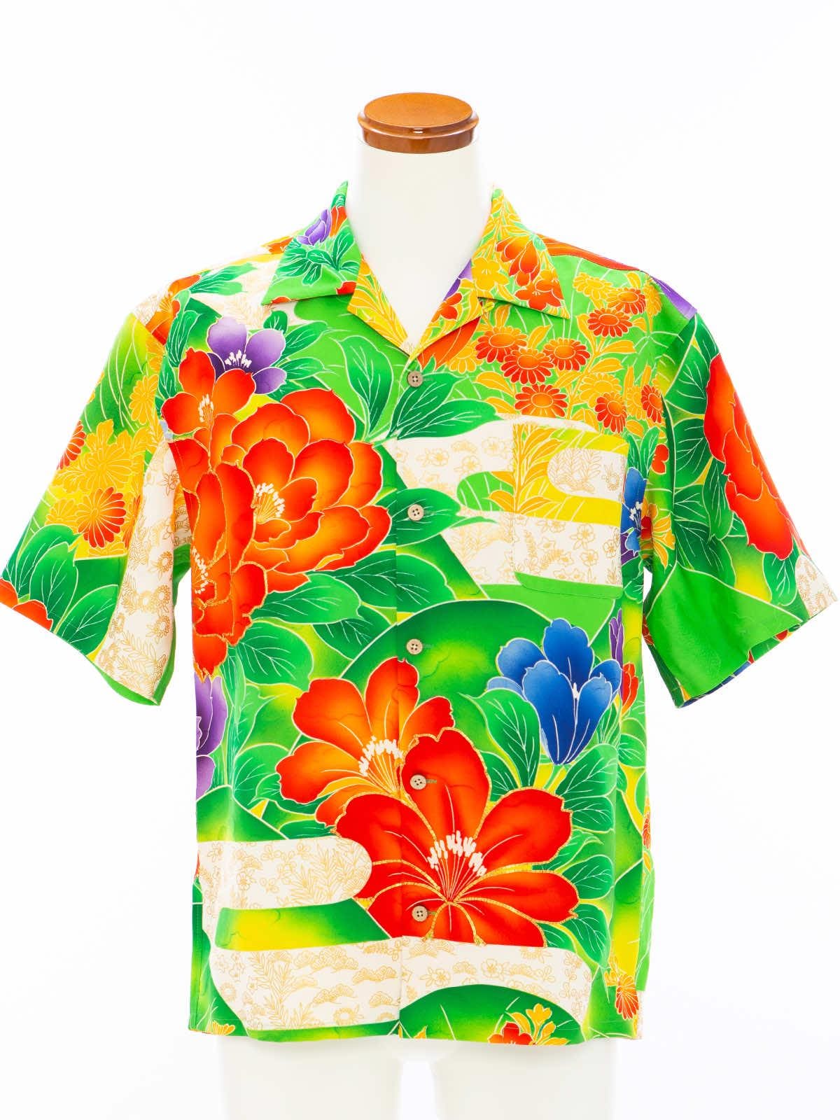 Hawaiian Aloha Shirt AH100384 JAPANESE VINTAGE KIMONO