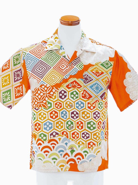 Hawaiian Aloha Shirt AH100430 JAPANESE VINTAGE KIMONO Revives